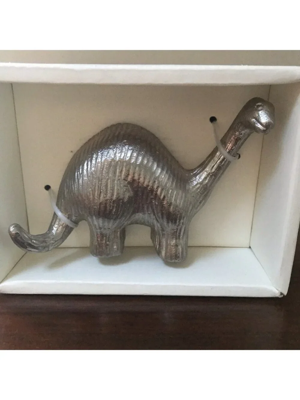 Pottery Barn Kids Dino Hook Silver Tone Metal Dinosaur Wall Mount Kitsch PBK